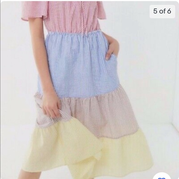 Urban Outfitters seersucker striped colour block midi dress - Picture 3 of 11